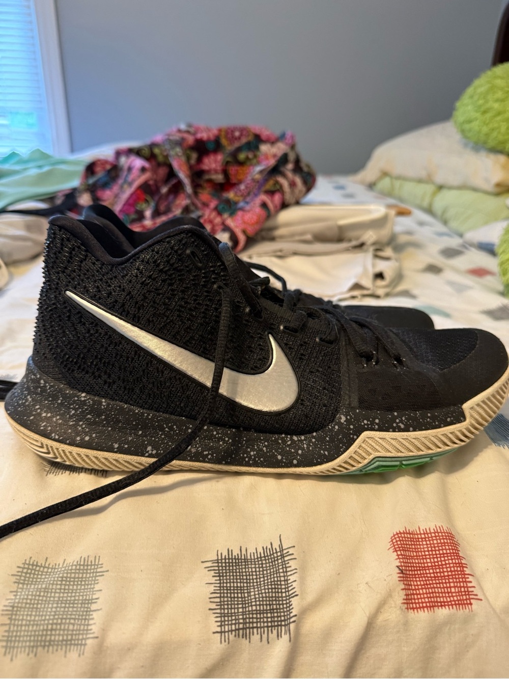 Nike Black Knit High-Top Shoe with White Label